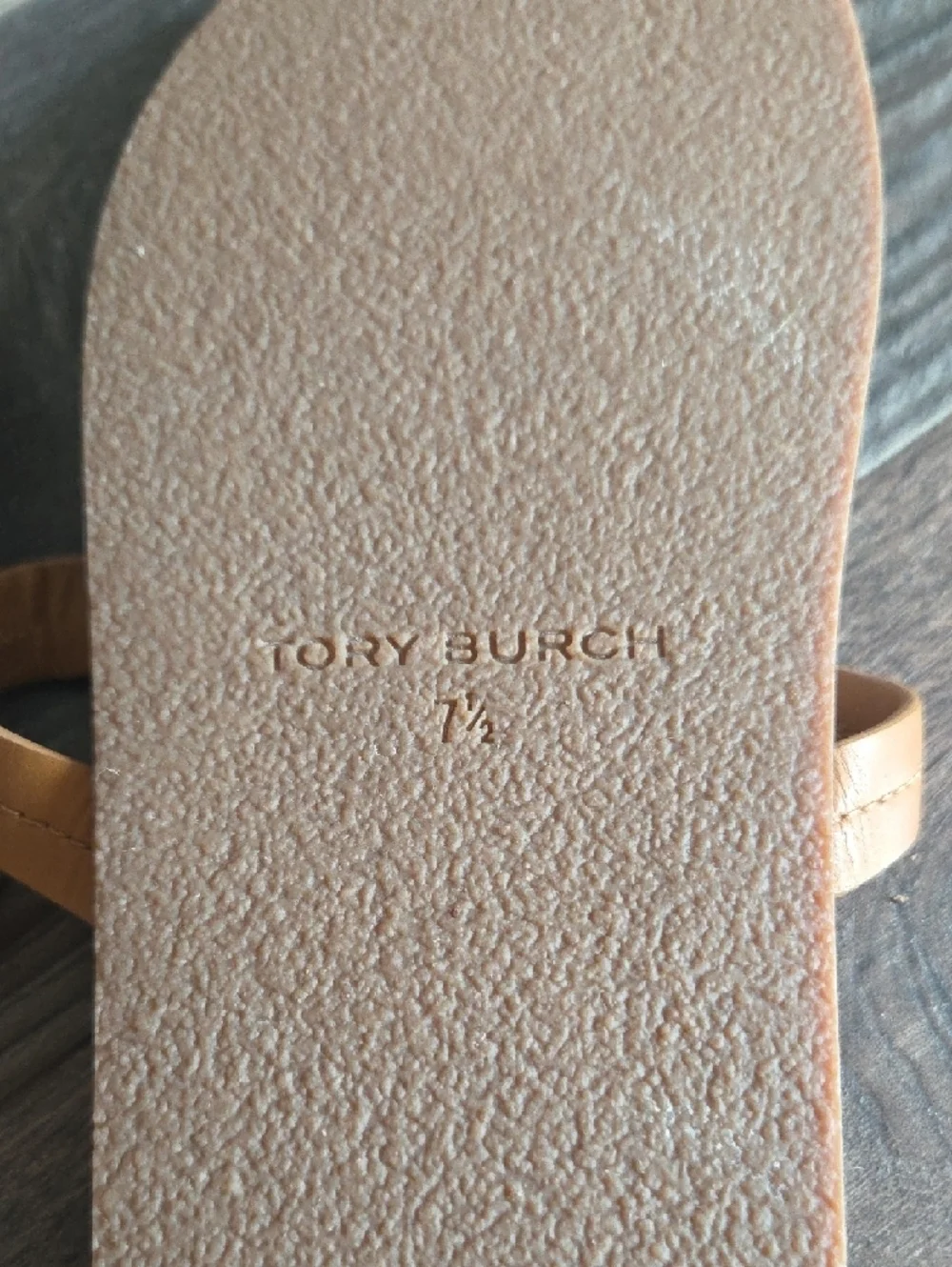 Tory Burch Camel Leather Logo Shearling Slide Sandals